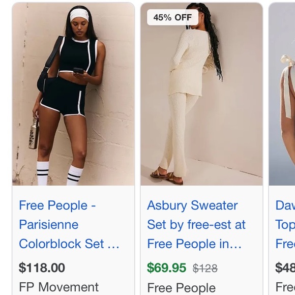 NEW Free People FP Movement Parisienne colorblock piping crop top hot short SET - Picture 10 of 12